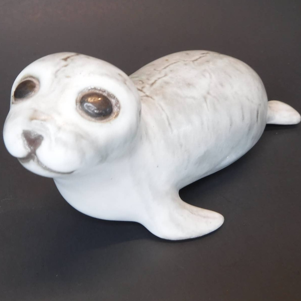 Andersen Design Baby Seal Early Vintage Grey Marine Life sculpture